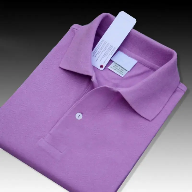 Light purple Высокое качество, летние новые мужские рубашки поло с коротким рукавом, хлопок, повседневные однотонные мужские футболки с отворотом, модные мужские топы, XS-4XL - Цвет: Light purple