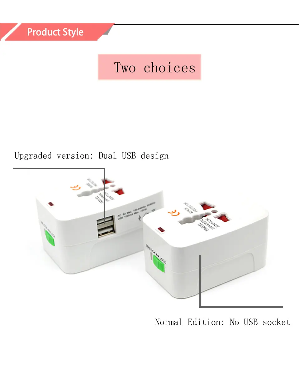 Dual USB Charging Port All in One Universal Worldwide Convenient Travel Charger Power UK AU US EU Plug Adapter With Packaging (13)