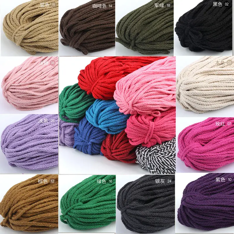 

28Meters 5mm 8 Shares Round 100% Cotton Cord Decorative Craft Cord Ropes Twisted Cotton Rope Braided Drawstring Ropes DIY Craft