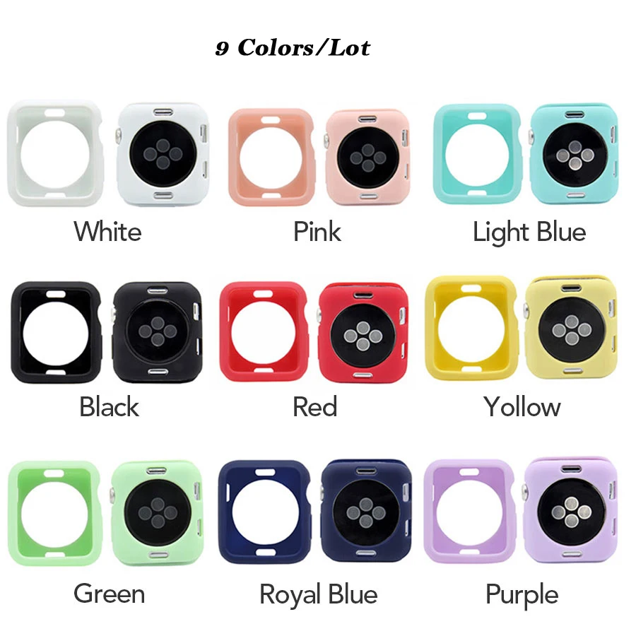 9 Colors 9 цветов/партия ТПУ силиконовый 38 мм 42 мм чехол для часов для iWatch Series 3 2 1 Спортивный бампер чехол для Apple Watch Series 4 40 мм 44 мм - Цвет: 9 Colors