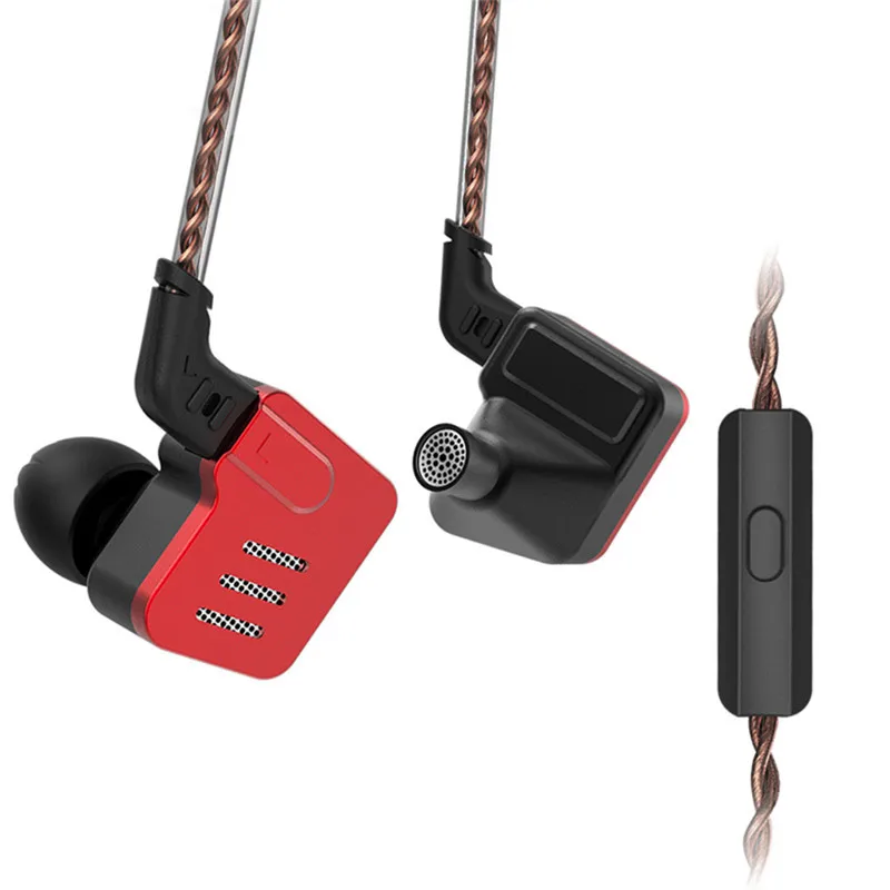 Black with Mic KZ BA10 подвижные железные съемные проводные наушники-вкладыши стерео музыкальные наушники контролировать наушники спортивные шумоподавления металлические наушники - Цвет: Black with Mic