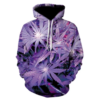 

Purple leaf hoodies for men and women casual style, 3D printed personality autumn thin sweatshirt hoodie blazer