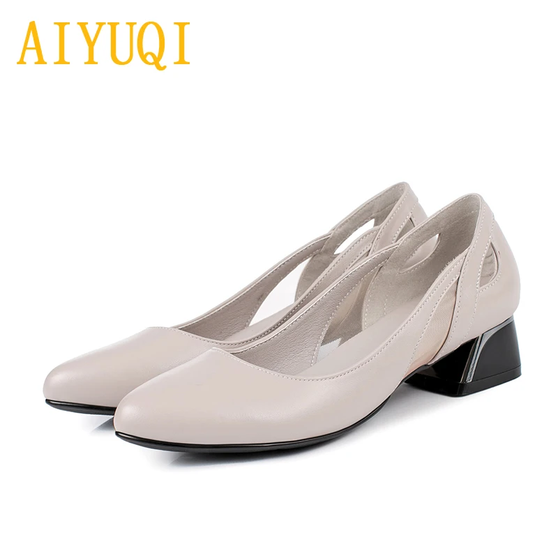 AIYUQI/женская модная обувь; Новинка года; сезон весна; женская обувь из натуральной кожи; удобная офисная обувь на полой подошве; женские модельные туфли