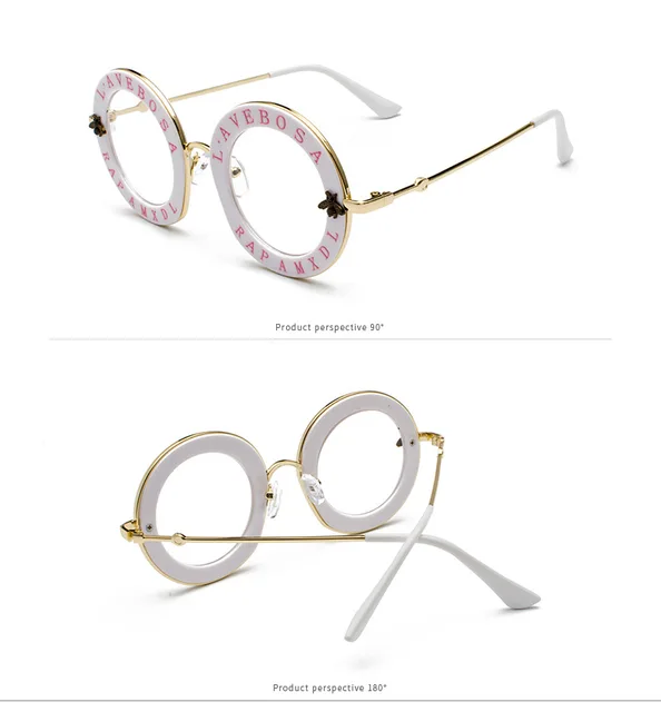 2020 Men Women Black Retro Round Sunglasses English Letters Little Bee  Brand Glasses Designer Fashion Male Female Oculos De Sol