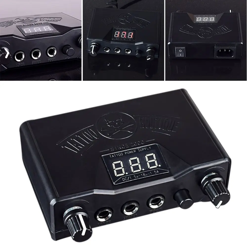 Fuente de Poder Pedal com Cabo de Alimentação Preto Tattoo Power Supply Lcd Digital Dual Alimentação Tatuaje Tatouage Clip Cord Kit 14 Fonte de alimentação p tatuagem