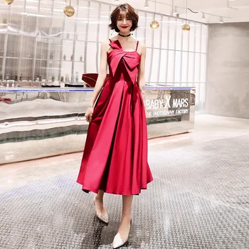 

Asymmeitrical Burgundy Women Qipao Prom Dress Elegant Exquisite Tight Pleated Dresses A-line Long Ribbon Spaghetti Strap Vestido