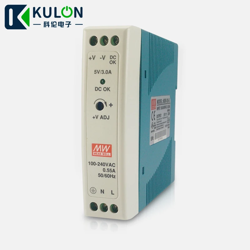 Оригинал Mean well MDR-20-5 15 Вт 3a 5 в одиночный выход Промышленный источник питания на