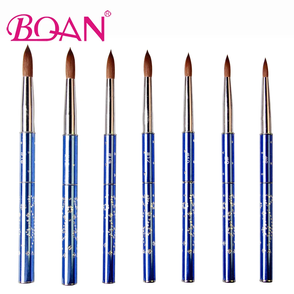 

BQAN 10pcs #6#8#10#12#14#16#18 Kolinsky Sable Brush Acrylic Nail Art Brush Navy Blue Metal Crystal Acrylic 2017