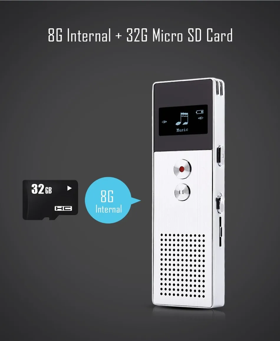 BENJIE Professional Digital Voice Recorders 8G 0.96 Inch Screen  FM Radio MP3 Music Player Built-In Speaker For Study Meeting (7)