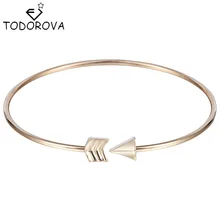 Todorova Romantic Cupid’s Arrow Girls Bracelets Bangle Silver Gold Simple Brand Jewelry Open Cuff Bracelet for Women Best Gift
