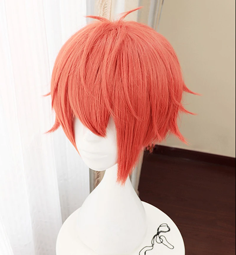 

IDOLiSH7 Cosplay Wigs NANASE RIKU Wig Short Orange Heat Resistant Synthetic Hair Cosplay Wig+ Track No. + Wig Cap