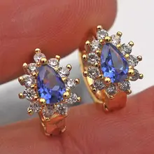 Роскошные серьги-кольца для женщин, серьги золотого цвета с цветком в форме капли, циркониевые трендовые ювелирные изделия, подарок на свадьбу, годовщину