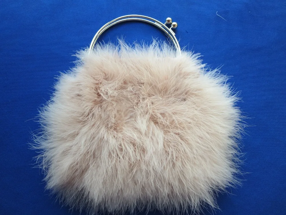 Для женщин перо страуса меха кошелек сцепления Сеть Crossbody сумка Девушка Вечеринка Свадебные круговой кошелек 8 цветов