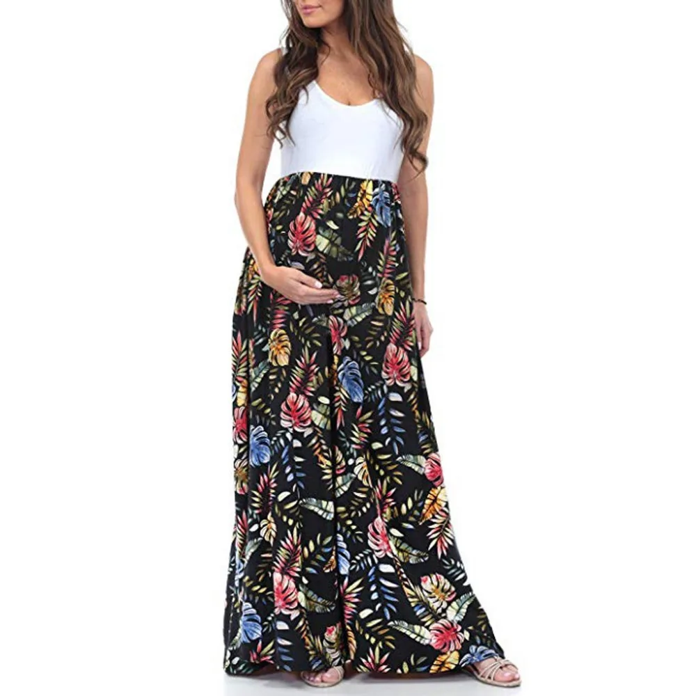 

Maternity Dresses Sleeveless Floral Print Dress Robe Grossesse Casual Maternity Dress Mother Maternity Clothes Plus Size Dress