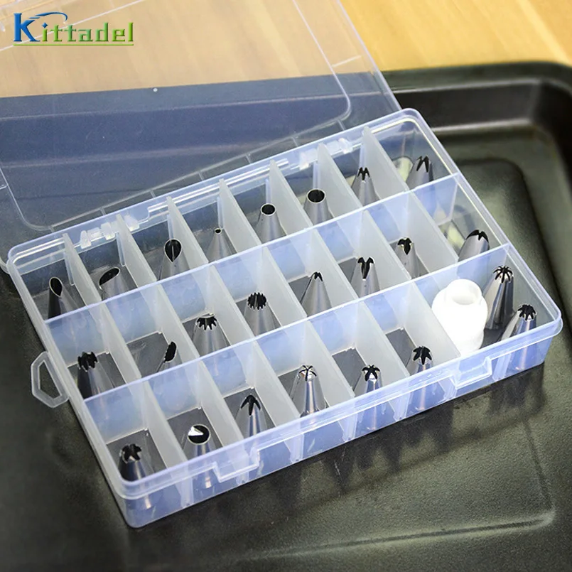 24 шт./компл. в коробке из нержавеющей стали Кондитерские насадки + 1 шт.