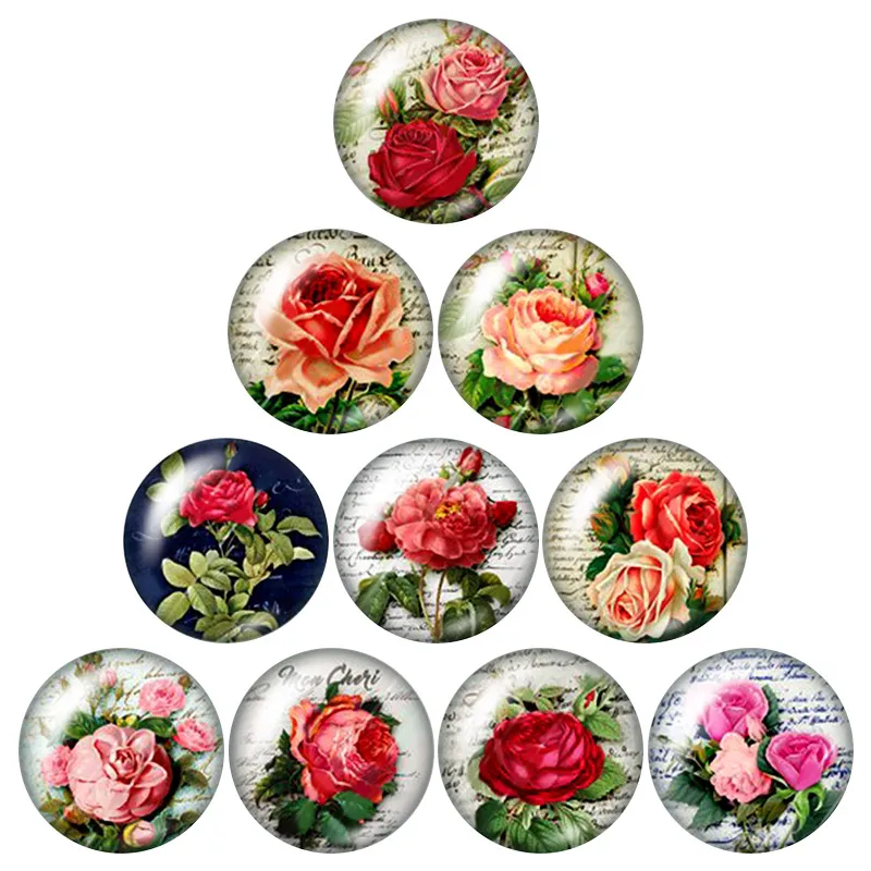 Новинка BeautyColorful flowerspattern10 шт Смешанные 12 мм/16 мм/18 мм/25 мм круглые фотостудии