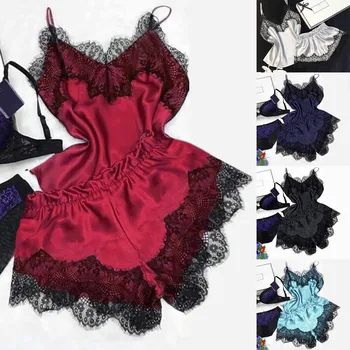 

Women Sleepwear Sexy Lace Lingerie Temptation Babydoll Underwearset pijama