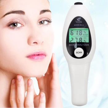 

LCD Digital Skin Analyzer Digital LCD Display Precision Skin Sensor Tester Facial Moisture Water Oil Analyzer Skin Care(White)