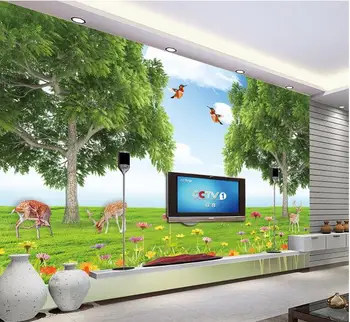 

3d wallpaper custom mural non-woven wall stickers Super clear 3 d forest fawn landscape setting photo 3d wall murals wallpaper