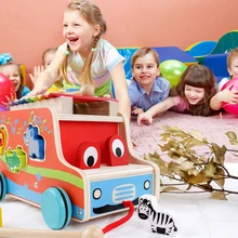 Мультяшные деревянные музыкальные игрушки ксилофон 8-Note Игрушка музыкальный инструмент трейлер автомобиль форма животное головоломка игрушки для детей