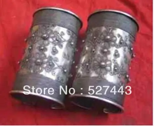 

Wholesale free shipping >>Hot Collectible Miao Tibet Silver Flower Petals Long Cylinder Lady Bracelet