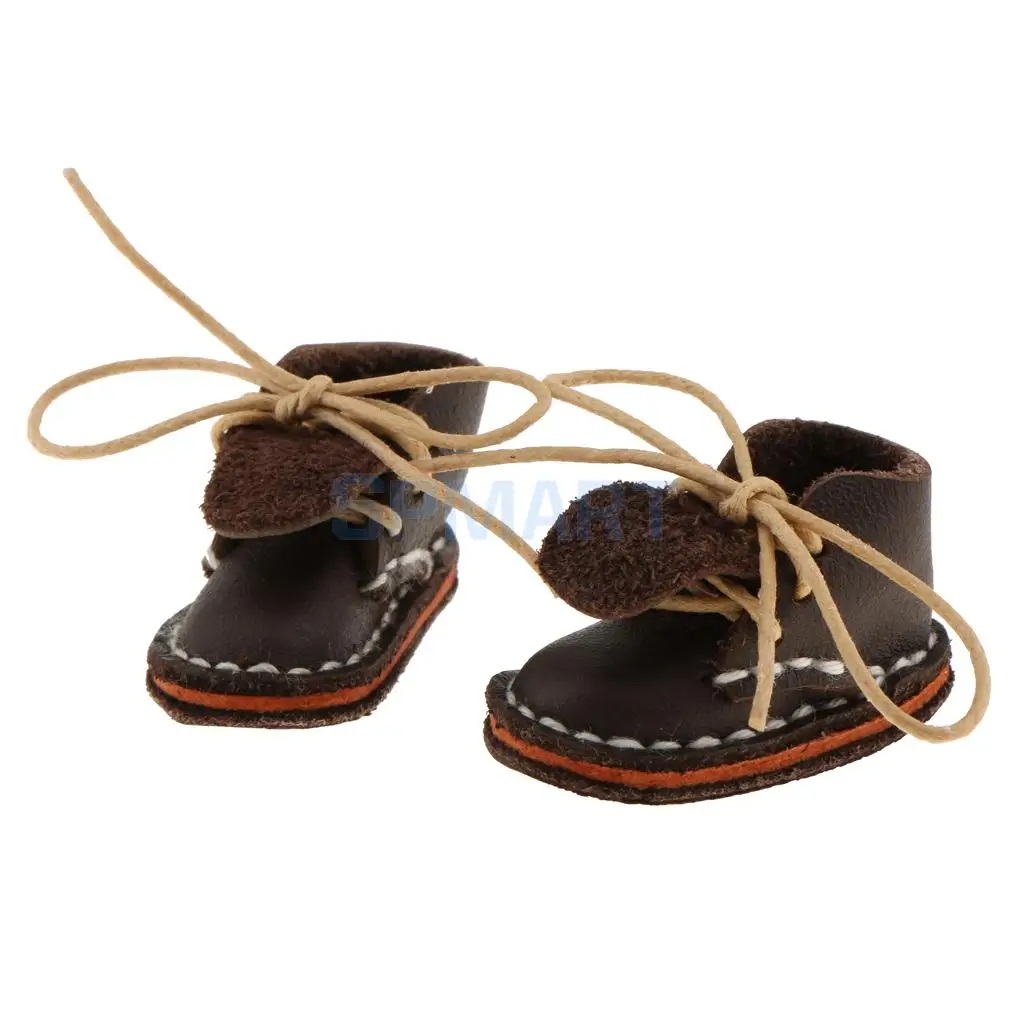 Pair of Fashion Shoes PU Leather Lace up Boots Shoes for 12'' Blythe Doll Clothes
