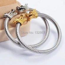 Серебряный/Золотой 3D Дракон изготовленный кабель провод из нержавеющей стали плетение манжеты браслет для женщин и мужчин большие подарки