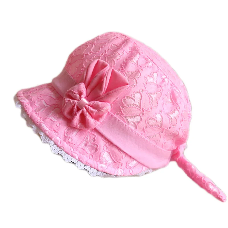 Princess Flower Bow Come Hats Summer Caps Lace Hollow Sun Caps Kids Girls Beach Sun Hats Harajuku Bucket hat