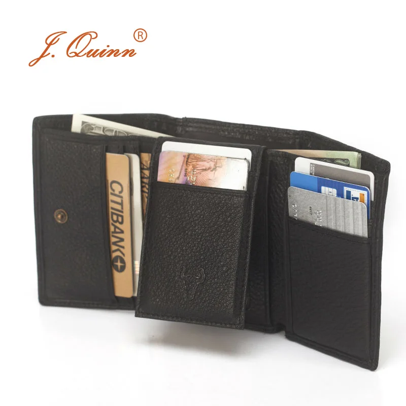 Nouveau Hommes Soft PU cuir deux volets ID carte de crédit Argent Titulaire Portefeuille Fin Marron
