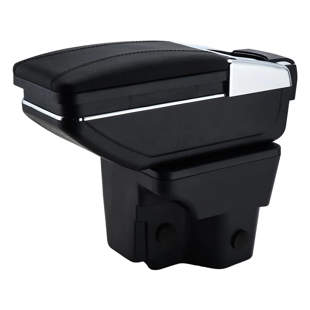 Подлокотник коробка для Kia Rio 3 2011- из искусственной кожи центральный контейнер коробка для хранения подлокотник коробка с USB автомобиля аксессуары для укладки - Название цвета: Single-Layer Black