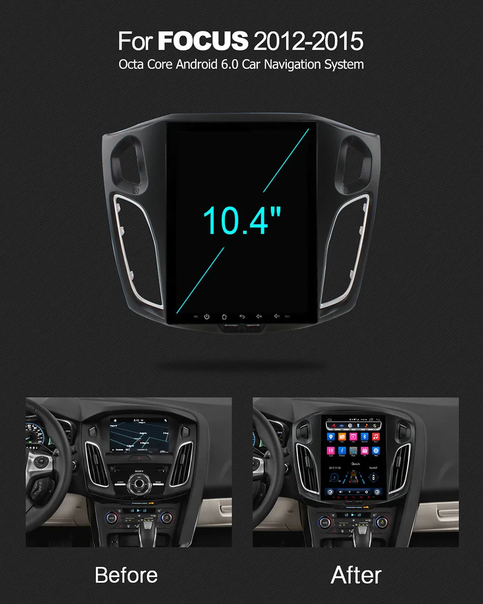 Восьмиядерный HD 10 4 &quot/9 7&quot телефон стандарта Ford Focus 2012 2013 2014 2015 GPS DAB + DVR 2 Гб ОЗУ 32 4G
