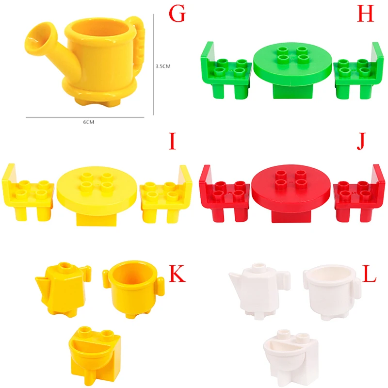 

Sofa Mirror Chair Bed Pan Dining Table Set Bricks Big Particles Building Blocks Compatible with Accessory Kids DIY Toys