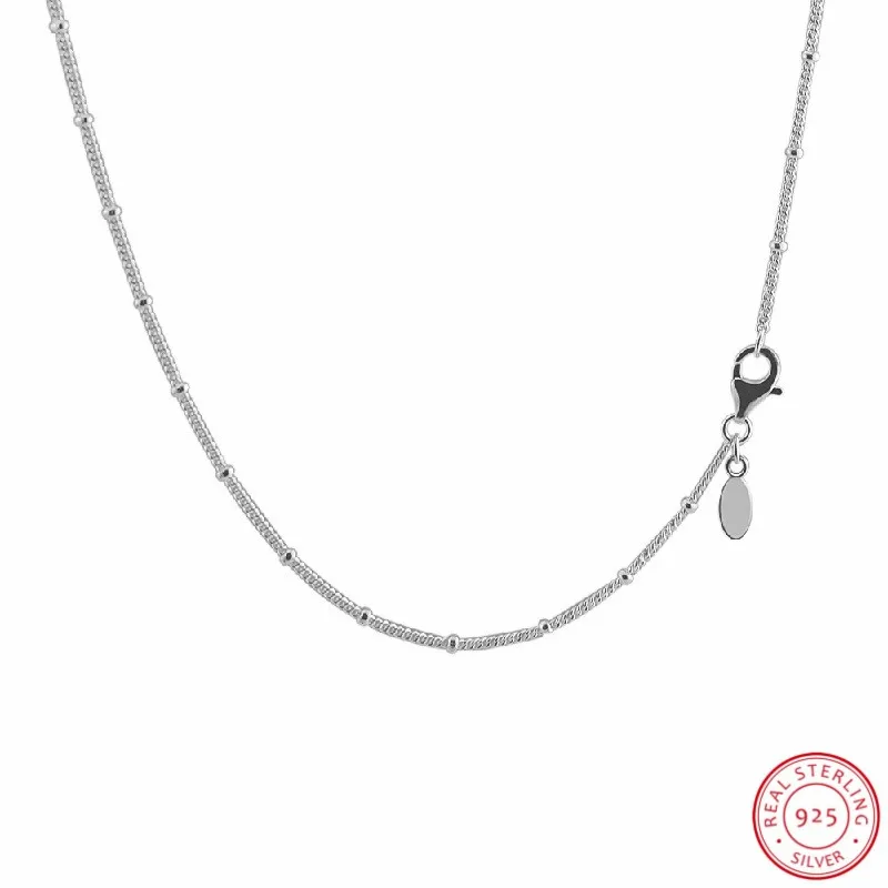 Популярные 925 пробы серебра раздвижные застежка 70 см регулируемая цепь изящное, расшитое бисером ожерелье сотуар для Для женщин Jewelry FLN071