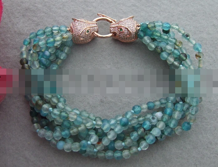 

Hot selling>@@ > 09447 8Strds Faceted Blue Agate Bracelet -Bride jewelry free shipping