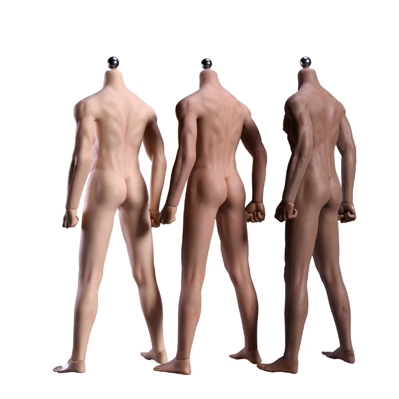 1/6 Scale 12''Ultra Flexible Muscular Male Seamless Body Stainlee Steel Skeleton Rubber Human-like Skin Bodies for 1/6 Head