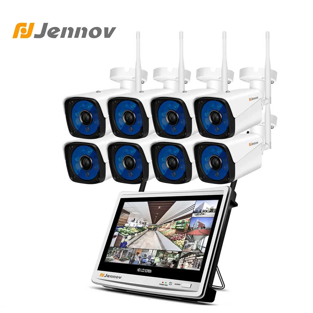 

Jennov 8CH LCD Screen Home Security Camera System Wireless CCTV Camera System Video Surveillance 2MP HD Infrared Camara Set Wifi