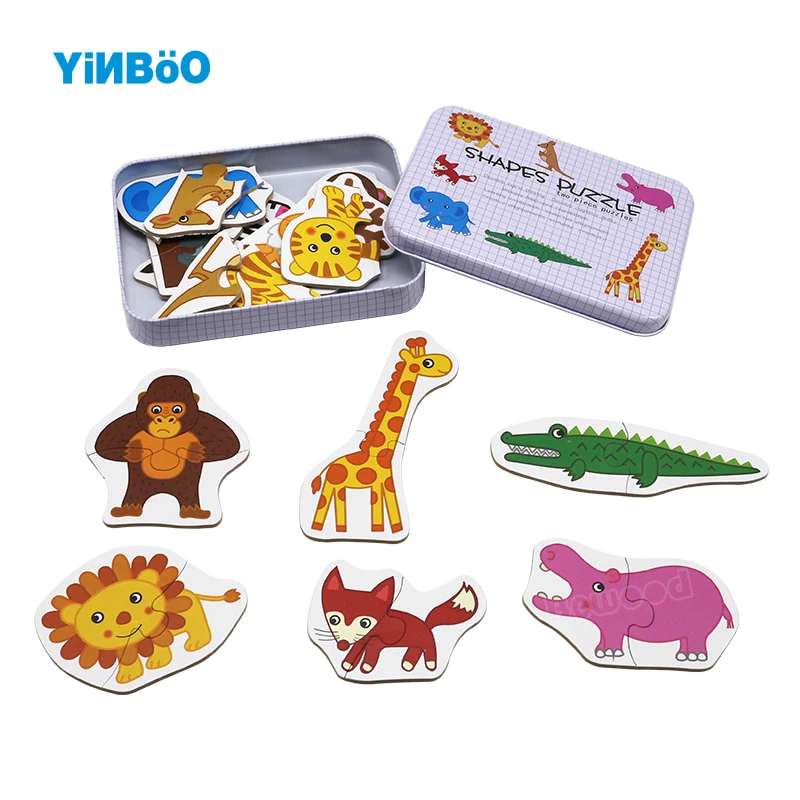 

Kids Cognition Puzzle Toys Toddler Iron Box Cards Matching Game Cognitive Card Vehicl/Fruit/Animal/Life Set Pair Puzzle