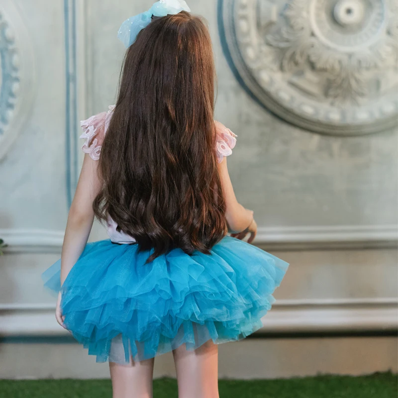 Buenos Ninos Baby Girls Fluffy 8-Layers Ballet Dance Pettiskirt Girl Princess Tulle Skirt With Pompom Puff Balls For 1-6T14