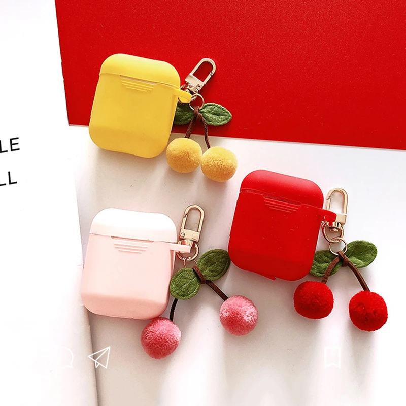 

Fashion Cherry Silicone Case for APPLE Airpods Case Accessories Bluetooth Wireless Earphone Charging Box Bag Headset case