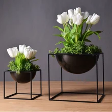Черный/белый современная столешница Водонепроницаемый Куб металлический цветочный горшок для садового растения посадки комнатный цветок домашний декор бонсай