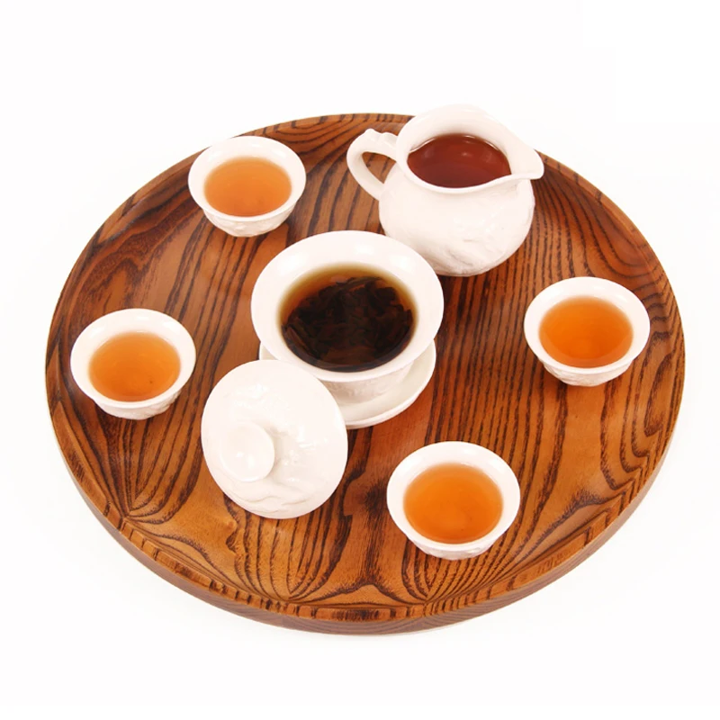 30cm Round Wooden Tray Serving Platters for Snack Fruit Food Plates Classic Coffee Tea Tray Solid Wood Utensils Kitchen Tray (6)