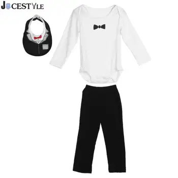 

3pcs Newborn Baby Clothing Set Long Sleeve Infant Toddler Clothing Kids Gentleman Outfit Bib Shirt Pants Baby Clothes Set