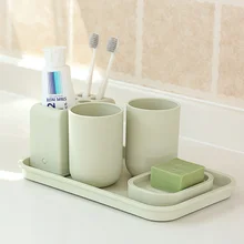 Ванная комната Чистка Кубок комплект Ванная комната положить зубную щетку полки чашку зубная паста стойку LO725928