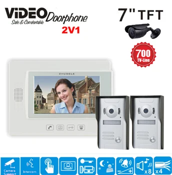 

ZHUDELE 7" Video Door Intercom Doorphone with camera security system doorbell 2 to 1 videocitofono sistema Home security
