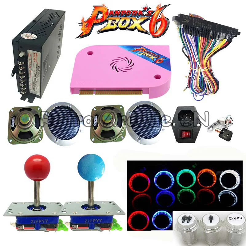 New Arrival DIY kit with Original Pandora Box 6 PCB 1300 in 1 Board joystick LED button For HDMI/VGA Arcade Game Machine
