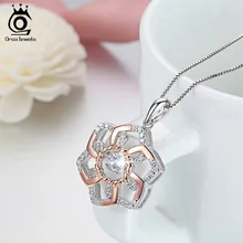 Genuino 925 de Plata Lindo Colgante de Collar de Flores con 0.3 ct Movible Cristalino Brillante Rodio mezcló el Oro de Rose Plateado Collares SN13