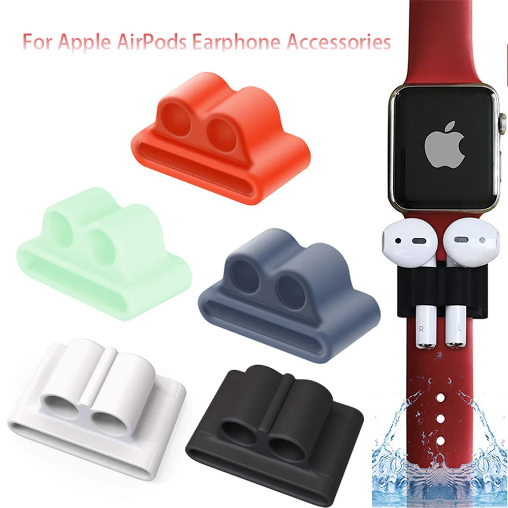 

For Apple AirPods Earphone Accessories Anti-Lost Wireless Earphone Silicone Holder Stand Clip For Apple Watch Strap