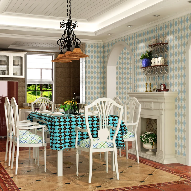 Mediterranean Retro Diamond Wallpaper Lattice Pure Paper Living Room Bedroom Background Wall Paper Roll Mediterranean Retro Diamond Wallpaper Lattice Pure Paper Living Room Bedroom Background Wall Paper Roll