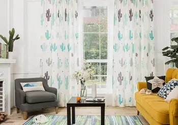

Shrubs simple modern creative green plants linen curtains living room bedroom piazza curtains finished custom