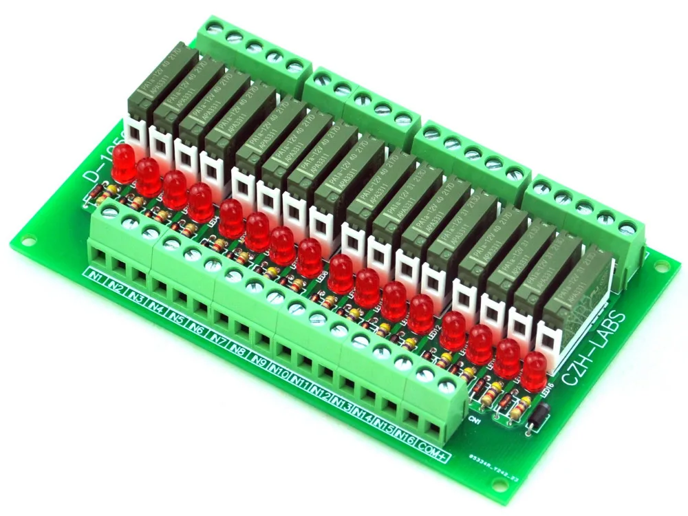 

Slim Panel Mount DC12V Sink/NPN 16 SPST-NO 5A Power Relay Module, APAN3112
